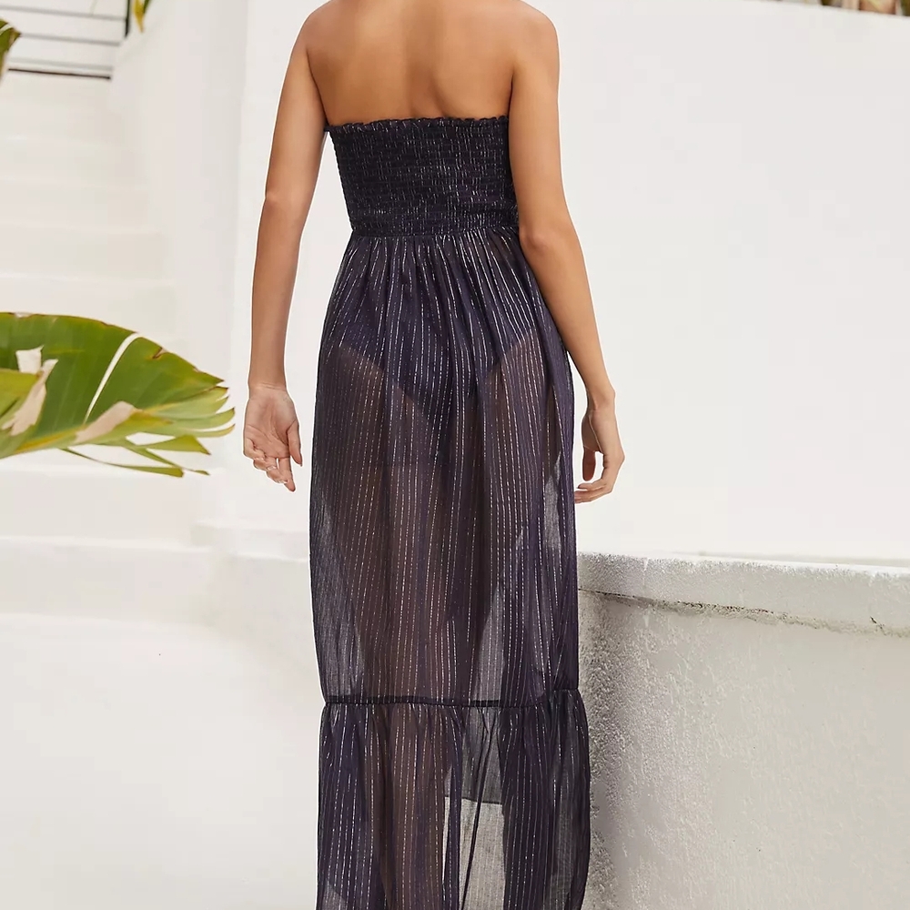 NWOT Anthropologie The Marisol Smocked Maxi Dress: Lurex Edition With Straps - Picture 4 of 6